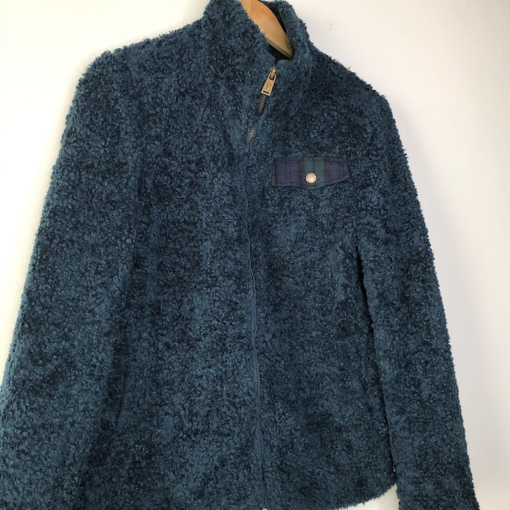 Pendleton Fuzzy Teddy Bear Plaid Sweater Jacket - Picture 2 of 6